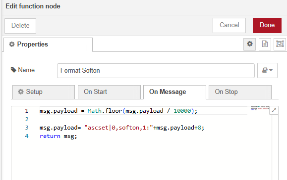 Node-RED Function Node Softon