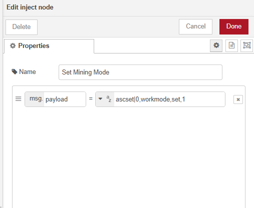 Node-RED Mining Mode Example