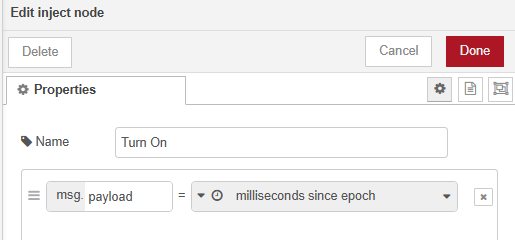Node-RED Inject Node Edit